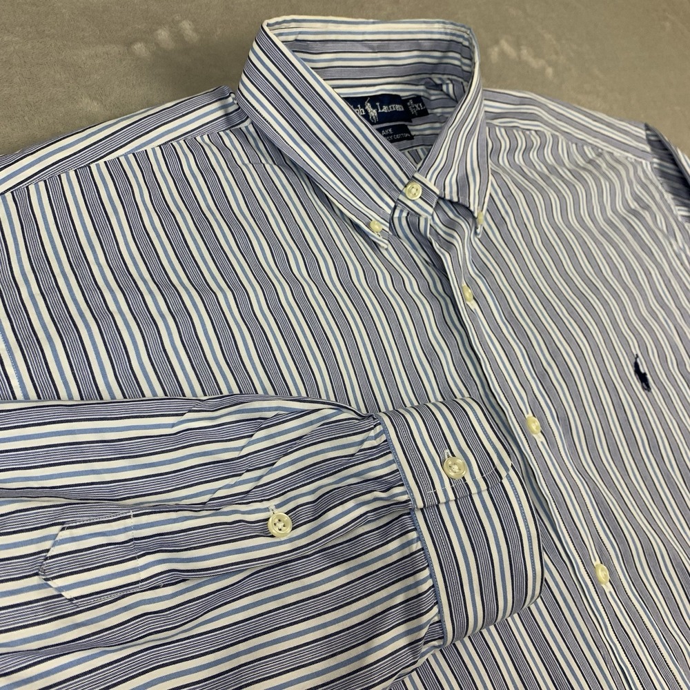 Polo Ralph Lauren Blake Shirt Men XL Blue Striped Button Down Long Sleeve Cotton